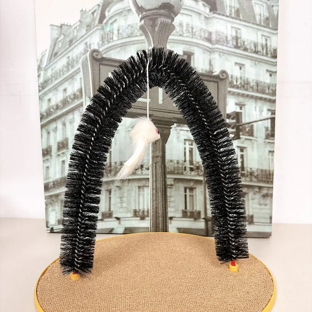 Cat Arch Self‑Groomer Scratcher Toy, Hanging Mouse Teaser Pet Scratching Pad